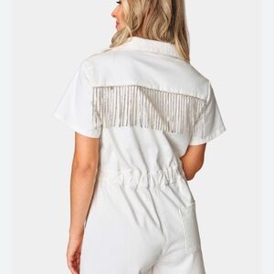 Buddy Love White Fringe Detail Jumpsuit